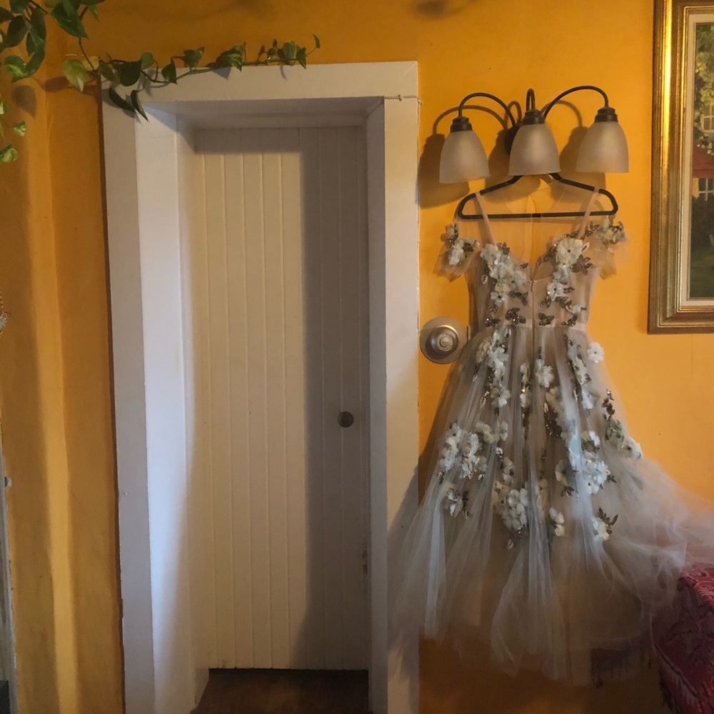 Marchesa SS 17 floral appliqué runway gown